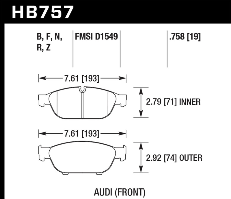 Audi A8 Quattro Brake Pads - Front - Hawk Performance - Performance Ceramic - `12-`16 Audi A8 Quattro Brake Pads - Front - Hawk Performance - Performance Ceramic - `12-`16